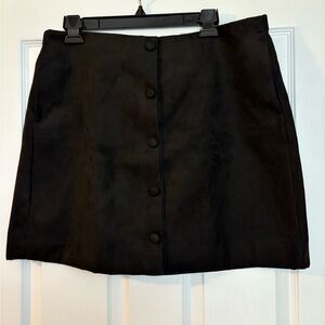 J. Crew Black Faux Suede Mini Skirt with Button Detail